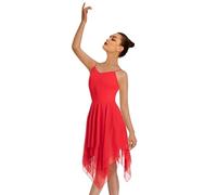 Mulnall Donne Moderno Abito Lirico Camisole Dance Costume Balletto Asimmetrico High-Low Mesh Gonnato Senza Maniche Leotard Ginnastica Body da Danza Vestito da Balletto Classica Leotard(UK23913-04-XL)