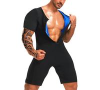 Mulnall - Tuta sauna da uomo, canotta sauna con trappola per il calore, gilet modellabile per il corpo intero, top da allenamento con pantaloncini, abbigliamento fitness con trappola per il calore