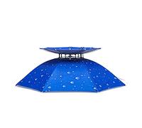 MULOUTSPO Overhead Ombrello Pesca Ombrello Campeggio Copricapo Cappello Doppio Strato Pesca Ombrello Cap, Blu