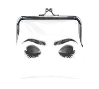 Multi 1 senza cuciture simpatici maialini grigi con erbe bianche su grigio Portamonete in pelle da donna Hasp Card Key Change Wallet Small Buckle Handbag Case Kiss Lock Clutch Pouch Pocket for Girls L