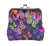 Multi 10 Blu Scuro Galaxy Cielo Notturno con Stelle Luminose Senza Cuciture Donna Portamonete in Pelle Hasp Card Key Change Wallet Piccola Fibbia Borsa Custodia Kiss Lock Clutch Pouch Tasca per Ragazz