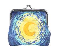 Multi 10 Due lupi che ululano alla luna piena Portamonete in pelle Kiss Lock Clutch Pouch Pocket Hasp Card Key Change Wallet Buckle Small Handbag Case for Women Girls Ladies