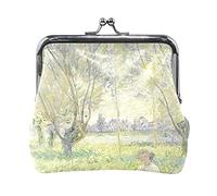 Multi 11 Claude Monet The Artist's Garden in Argenteuil Portamonete in pelle Kiss Lock Clutch Pouch Pocket Hasp Card Key Change Wallet Buckle Small Handbag Case for Women Girls Ladies
