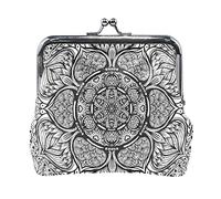 Multi 11 Parti in acciaio per auto senza cuciture Elementi monocromatici in bianco e nero Portamonete in pelle da donna Hasp Card Key Change Wallet Piccola fibbia Borsa a mano Kiss Lock Clutch Pouch T