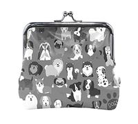 Multi 12 vari pinguini dei cartoni animati Motivo senza cuciture su grigio Portamonete in pelle da donna Hasp Card Key Change Wallet Piccola fibbia Borsa a mano Kiss Lock Clutch Pouch Tasca per ragazz