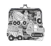 Multi 13 Dark Grey Truck Car Trace of Tire Drive and Speed on Black Dark Portamonete in pelle da donna Hasp Card Key Change Wallet Piccola fibbia Borsa a mano Kiss Lock Clutch Pouch Tasca per ragazze