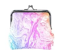 Multi 13 Piastrelle marocchine in marmo rosa Motivo geometrico senza cuciture Linee bianche Portamonete in pelle da donna Hasp Card Key Change Wallet Piccola fibbia Borsa a mano Kiss Lock Clutch Pouch