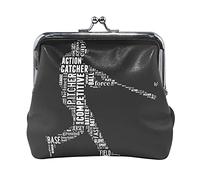 Multi 14 Man Baseball Batter Hits the Ball on Dark Portamonete in pelle da donna Hasp Card Key Change Wallet Piccola fibbia Borsa a mano Kiss Lock Clutch Pouch Tasca per ragazze Ladies
