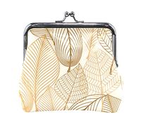 Multi 14 Seamless Autumn Golden Brown Leaves Foglia d'oro Sagome Portamonete in pelle da donna Hasp Card Key Change Wallet Piccola fibbia Borsa a mano Kiss Lock Clutch Pouch Tasca per ragazze Ladies