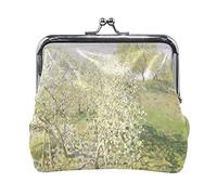 Multi 15 Claude Monet The Artist's Garden in Argenteuil Portamonete in pelle Kiss Lock Clutch Pouch Pocket Hasp Card Key Change Wallet Buckle Small Handbag Case for Women Girls Ladies