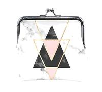 Multi 15 Piastrelle marocchine in marmo rosa Motivo geometrico senza cuciture Linee bianche Portamonete in pelle da donna Hasp Card Key Change Wallet Piccola fibbia Borsa a mano Kiss Lock Clutch Pouch