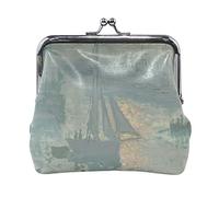 Multi 16 Claude Monet The Artist's Garden in Argenteuil Portamonete in pelle Kiss Lock Clutch Pouch Pocket Hasp Card Key Change Wallet Buckle Small Handbag Case for Women Girls Ladies