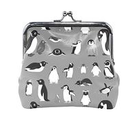 Multi 16 vari pinguini dei cartoni animati motivo senza cuciture su grigio Portamonete in pelle da donna Hasp Card Key Change Wallet Piccola fibbia Borsa a mano Kiss Lock Clutch Pouch Tasca per ragazz