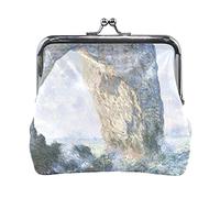 Multi 17 Claude Monet The Artist's Garden in Argenteuil Portamonete in pelle Kiss Lock Clutch Pouch Pocket Hasp Card Key Change Wallet Buckle Small Handbag Case for Women Girls Ladies