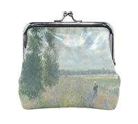 Multi 18 Claude Monet The Artist's Garden in Argenteuil Portamonete in pelle Kiss Lock Clutch Pouch Pocket Hasp Card Key Change Wallet Buckle Small Handbag Case for Women Girls Ladies