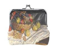 Multi 19 Claude Monet The Artist's Garden in Argenteuil Portamonete in pelle Kiss Lock Clutch Pouch Pocket Hasp Card Key Change Wallet Buckle Small Handbag Case for Women Girls Ladies