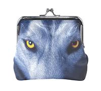 Multi 19 Due lupi che ululano alla luna piena Portamonete in pelle Kiss Lock Clutch Pouch Pocket Hasp Card Key Change Wallet Buckle Small Handbag Case for Women Girls Ladies