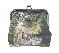 Multi 2 Claude Monet Il Parc Monceau Portamonete in pelle Kiss Lock Clutch Pouch Pocket Hasp Card Key Change Wallet Buckle Small Handbag Case for Women Girls Ladies