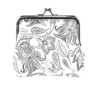 Multi 2 simpatici maialini grigi senza cuciture con erbe bianche su grigio Portamonete in pelle da donna Hasp Card Key Change Wallet Small Buckle Handbag Case Kiss Lock Clutch Pouch Pocket for Girls L