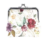 Multi 20 girasoli gialli con foglie verdi Texture floreale su bianco Portamonete in pelle da donna Hasp Card Key Change Wallet Small Buckle Handbag Case Kiss Lock Clutch Pouch Pocket for Girls Ladies
