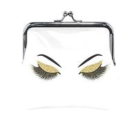 Multi 20 pini dorati senza cuciture disegnati a mano con puntini di pino dorato su pelle scura da donna, portamonete con chiusura a chiave, portamonete, piccola fibbia, borsa a mano, chiusura a bacio,