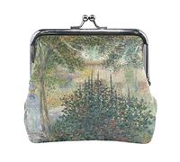 Multi 3 Claude Monet Il Parc Monceau Portamonete in pelle Kiss Lock Clutch Pouch Pocket Hasp Card Key Change Wallet Buckle Small Handbag Case for Women Girls Ladies