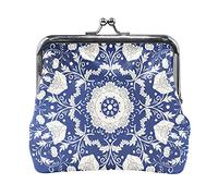 Multi 4 Blu Scuro Galaxy Cielo Notturno con Stelle Luminose Senza Cuciture Portamonete da Donna in Pelle Hasp Card Key Change Wallet Piccola Fibbia Borsa a Mano Kiss Lock Clutch Pouch Tasca per Ragazz