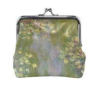 Multi 4 Claude Monet Il Parc Monceau Portamonete in pelle Kiss Lock Clutch Pouch Pocket Hasp Card Key Change Wallet Buckle Small Handbag Case for Women Girls Ladies