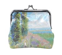 Multi 4 Claude Monet The Artist's Garden in Argenteuil Portamonete in pelle Kiss Lock Clutch Pouch Pocket Hasp Card Key Change Wallet Buckle Small Handbag Case for Women Girls Ladies