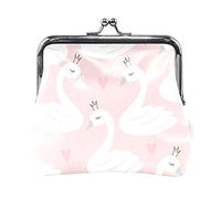 Multi 4 coloratissimi dinosauri divertenti con foglie di palma della foresta su nero Portamonete in pelle da donna Hasp Card Key Change Wallet Small Buckle Handbag Case Kiss Lock Clutch Pouch Pocket f