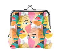Multi 4 Hand Drawn Gold Golden Face of the Sun Stars on Black Dark Portamonete in pelle da donna Hasp Card Key Change Wallet Piccola fibbia Borsa a mano Kiss Lock Clutch Pouch Tasca per ragazze Ladies