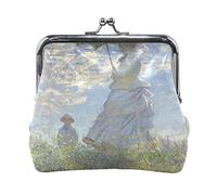 Multi 5 Claude Monet Il giardino dell'artista in pelle argenteuil Portamonete Kiss Lock Clutch Pouch Tasca Hasp Card Key Change Wallet Buckle Small Handbag Case for Women Girls Ladies