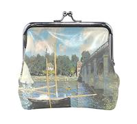 Multi 6 Claude Monet The Artist's Garden in Argenteuil Portamonete in Pelle Kiss Lock Pochette Tasca Hasp Card Key Change Portafoglio Fibbia Borsa Piccola per Donna Ragazze Ladies