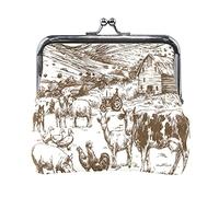 Multi 6 pini dorati senza cuciture disegnati a mano con puntini di pino dorato su pelle scura da donna, portamonete con chiusura a chiave, portamonete, piccola fibbia, borsa con chiusura a bacio, poch