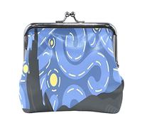 Multi 6 Two Howling Wolves At Full Moon Portamonete in pelle Kiss Lock Clutch Pouch Pocket Hasp Card Key Change Wallet Buckle Small Handbag Case for Women Girls Ladies