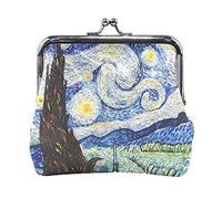 Multi 8 Due lupi che ululano alla luna piena Portamonete in pelle Kiss Lock Clutch Pouch Pocket Hasp Card Key Change Wallet Buckle Small Handbag Case for Women Girls Ladies