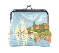 Multi 9 Claude Monet Il Parc Monceau Portamonete in pelle Kiss Lock Clutch Pouch Pocket Hasp Card Key Change Wallet Buckle Small Handbag Case for Women Girls Ladies