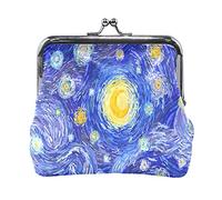 Multi 9 Due lupi che ululano alla luna piena Portamonete in pelle Kiss Lock Clutch Pouch Pocket Hasp Card Key Change Wallet Buckle Small Handbag Case for Women Girls Ladies