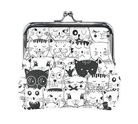 Multi 9 Parti in acciaio per auto senza cuciture Elementi monocromatici in bianco e nero Portamonete in pelle da donna Hasp Card Key Change Wallet Piccola fibbia Borsa a mano Kiss Lock Clutch Pouch Ta