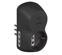 Multi adattatore Bticino S3613GAC con 2 Prese 10A presa tedesca USB C Antracit Antracite