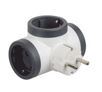 BTICINO Adattatore S3626D, 3 Prese Schuko Standard Tedesco, Spina Grande 16A, Presa multipla su 3 Lati, Potenza Fino a 3500W, Multi Adattatore Versatile, Salvaspazio, Finitura Opaca, Bianco e Grigio