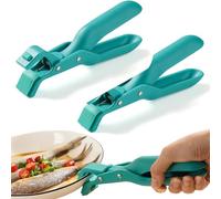 Multi-Angle Hot Plate Gripper, Hot Plate Gripper Tongs, Multi-Function Anti-Scald Bowl Clip, Silicone Non-Slip Hot Dish Plate Holder, Microwave Oven Cooking, for Bowls,Pans,Dishes (Green-2pcs)