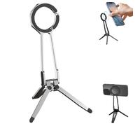 Multi Angle Tri Fold Cell Phone Holder, 360° Rotating Magnetic Phone Stand with Adjustable Tripod, for Most Cell Phones, for Streaming, Shooting, Video, Travel (Silver)