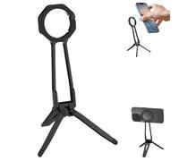Multi Angle Tri Fold Cell Phone Holder, 360° Rotating Magnetic Phone Stand with Adjustable Tripod, for Most Cell Phones, for Streaming, Shooting, Video, Travel (Black)