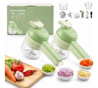 Multi Blade Chopper Electric Hand Held, 5-in-1 Wireless Electric Vegetable Chopper with Slicing Grating Peeling, Rechargeable Food Processor Cutter for Garlic Onion Meat Vegetable (A*2)