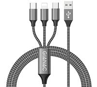 Multi Cavo di Ricarica, [1.2M] 3 in 1 Multiplo Cavetto Micro USB Tipo C Nylon Intrecciato Cavo di Ricarica USB per Google Pixel,Samsung Galaxy,Huawei,Honor,Xiaomi,Nexus 6P-Gray