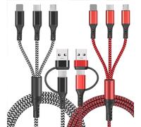 Multi Cavo di Ricarica, [2pezzi/1,2M] Cavo Multiplo USB A/C 5 in 1 Nylon Intrecciato con Micro USB Tipo C Cavetto, Cavo Ricarica Multiplo per Cellulari Samsung Galaxy Huawei Redmi Android Tablet PS5