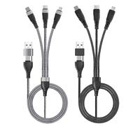 Multi Cavo di Ricarica, [2pezzi/1,2M] Cavo Multiplo USB A/C 5 in 1 Nylon Intrecciato con Micro USB Tipo C Cavetto, Cavo Ricarica Multiplo per Cellulari Samsung Galaxy Huawei Redmi Android Tablet PS5