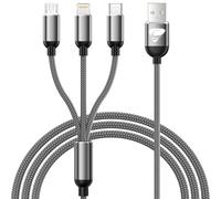 Multi Cavo di Ricarica,3 in 1 Multiplo Cavo USB Type-C 1.2M Ricarica Rapida Filo Caricabatterie Nylon Intrecciato Cavetto Micro USB Tipo C Lightning per Samsung iPhone Huawei Redmi OPPO Android LG PS5