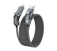 Multi Cavo di Ricarica [3M] 4 in 1 Multiplo Cavetto con USB-C a USBC/Lightning, USB A a USBC/Lightning di Ricarica per iPhone 16 15 14 Pro/MacBook/iPad/Samsung Galaxy S23 S22 S21 usw